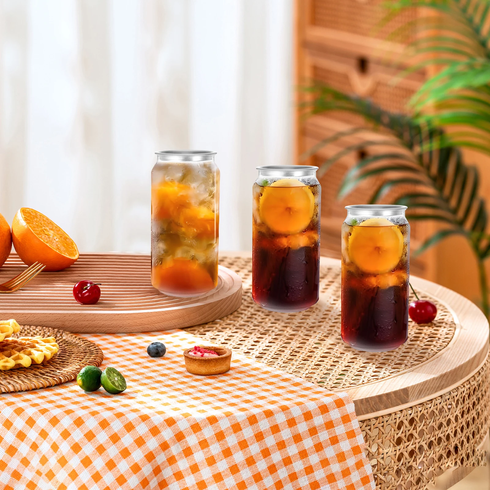 

10pcs Transparent Beverage Bottles Aluminum Caps 400Ml Clear Leakproof Containers For Travel Party Home Use Juice Coffee Storage