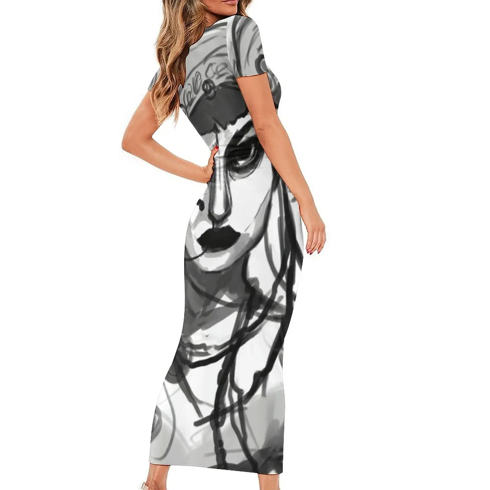 Jibaro Oil Painting Bodycon Dress Summer Love Death And Robots Kawaii Maxi Dresses Women Short Sleeve Graphic Street Style Dress