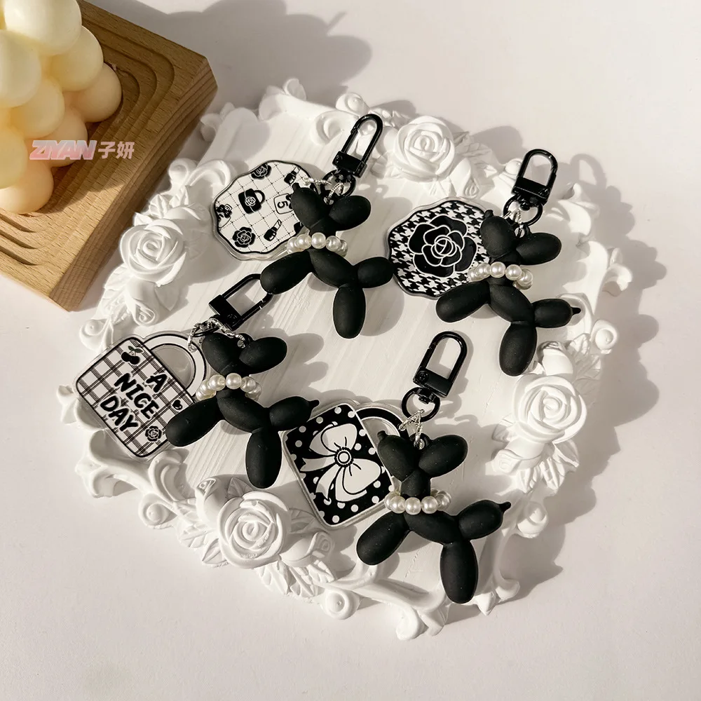Creative Maillard Balloon Dog Keychain Acrylic Rubber Exquisite Phone Car Pendant Cartoon Key Ring DIY Gift for Women Children