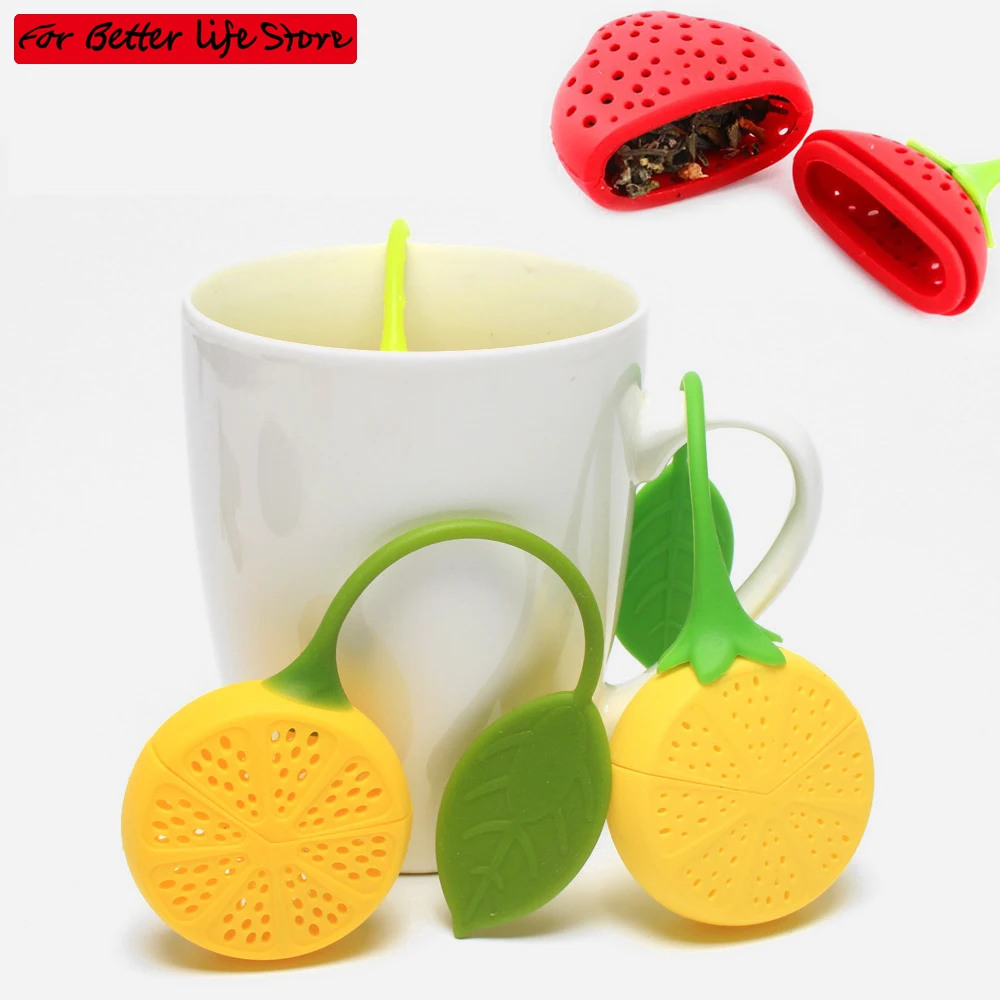 3piece Silicone Strawberry Tea Infuser Teapot Tool Teabag Kettle Loose Tea Leaf Strainer Ball Holder Herbal Spice Filter