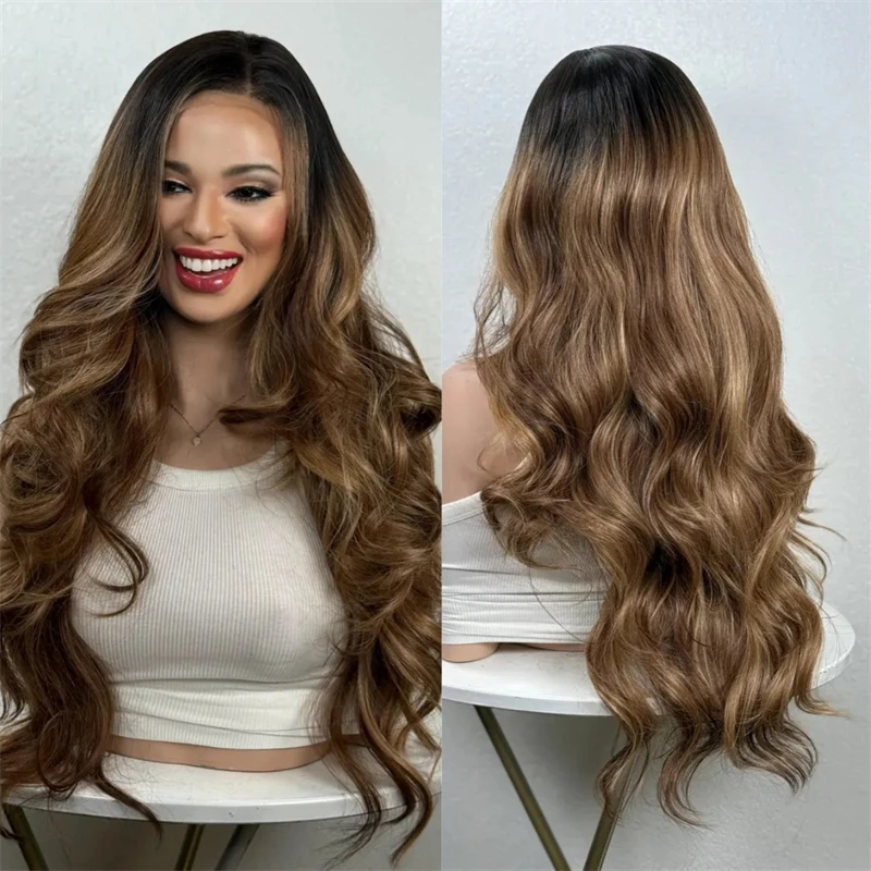 large-small-size-cap-ombre-honey-brown-synthetic-lace-front-wig-preplucked-hairline-glueless-wigs-32-inches-long-body-wave-wig