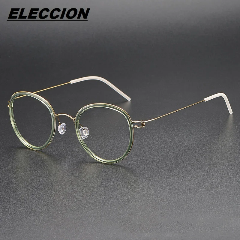 

Denmark Brand Titanium Glasses Frame Men Women Rubber Round Screwless Eyewear Ultralight Eyeglasses Handmade Designer Frames