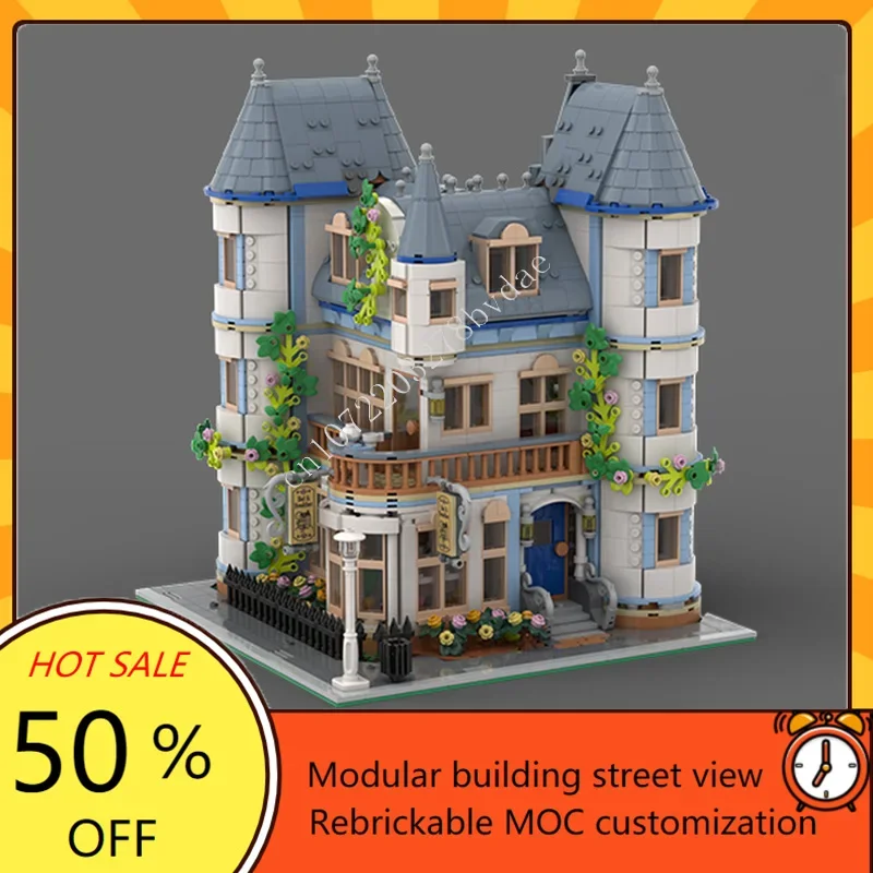 

3165 шт. кирпич и завтрак, модульный MOC, креативная модель с видом на улицу, строительные блоки, архитектура, сделай сам, образовательная сборка, игрушки, подарок