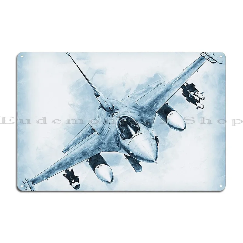 F 16 Fighting Falcon Metal Plaque Retro Printed Kitchen Kitchen Decoration Tin Sign Poster