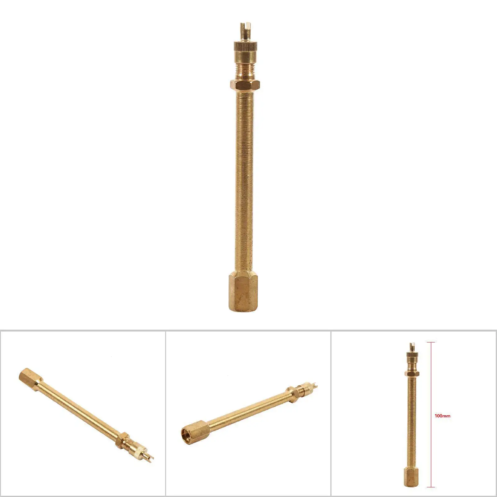 Car Tire Valve Stem Tire Valve Extension Rod Brass Tire Valve Extension Straight Bore for Truck Motorcycle Car 100/140/200mm