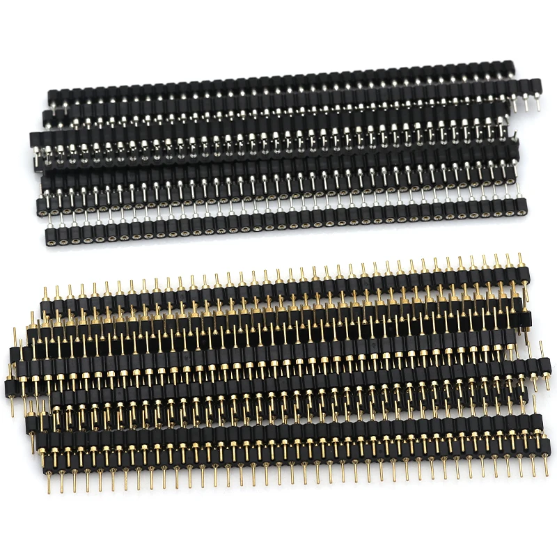 Javino 5/20/50Pcs 1x40 Pin Connector Header Strip Male Female Header Single Row 40 Pin 2.54mm Pin Connector Strip Round Needle