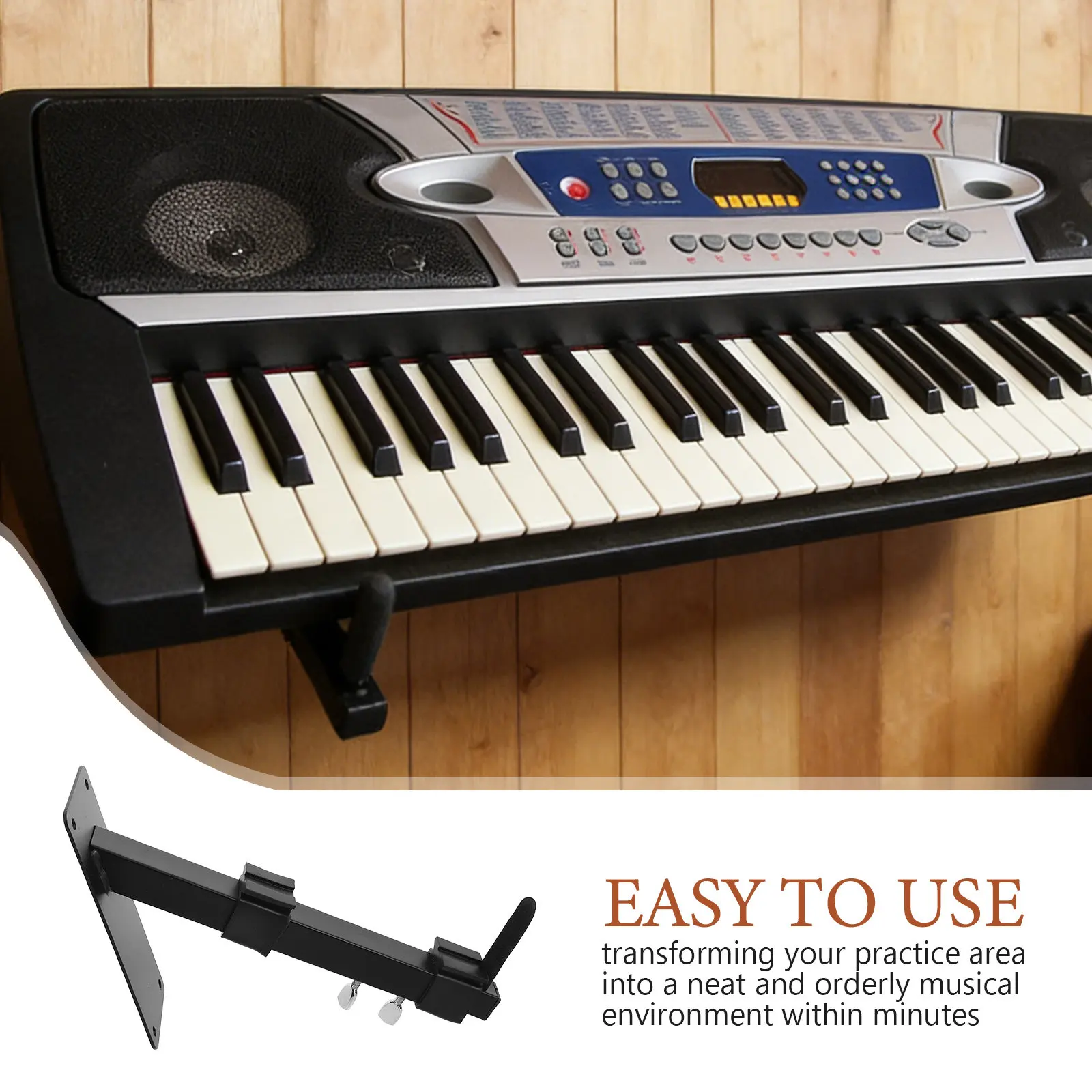 1Pair Keyboard Wall Hook Adjustable Metal Arms Piano Keyboard Wall Mount Storage Rack Instrument Organizer