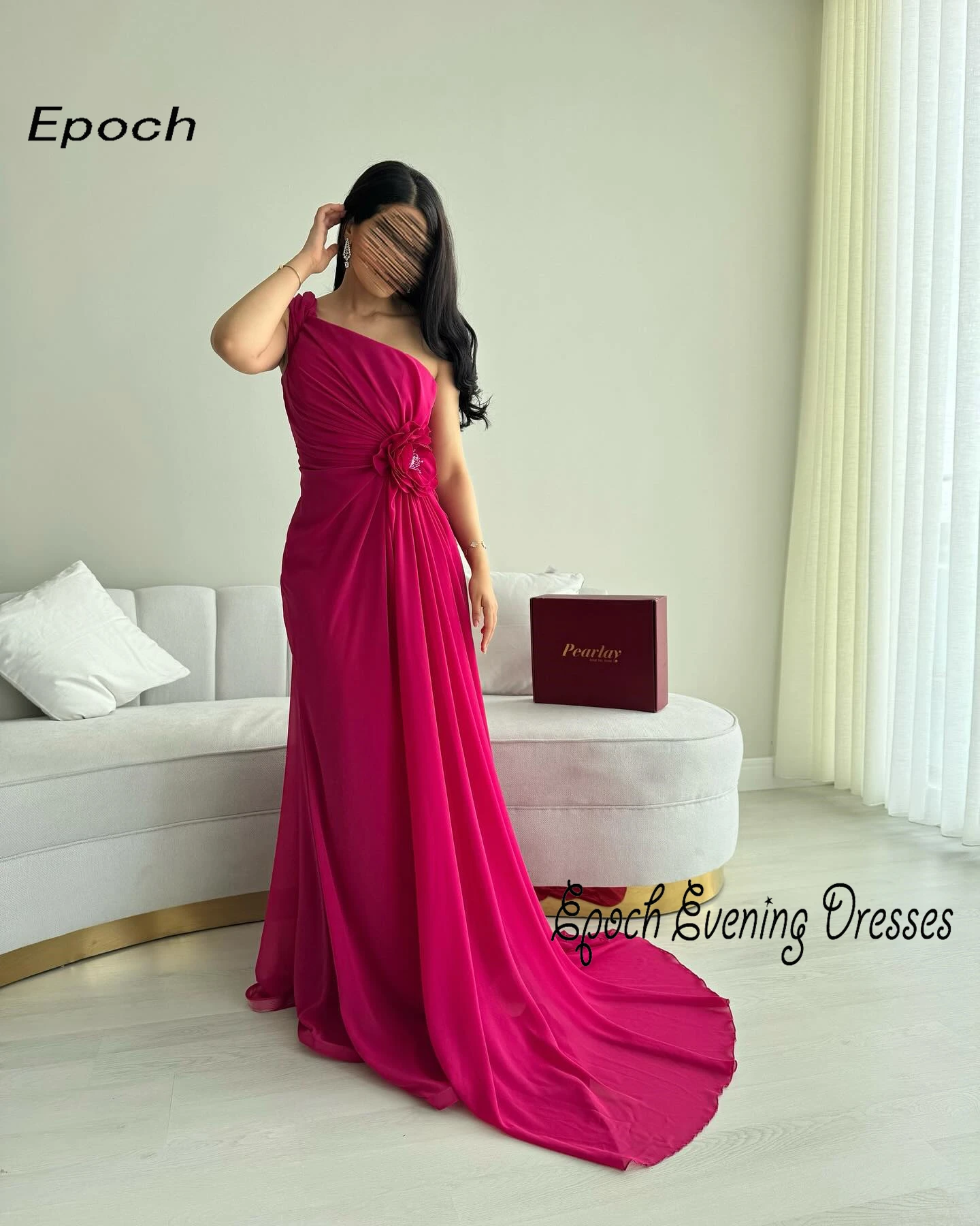 Gaun malam Chiffon Formal untuk wanita seksi gaun pesta Prom Cocktail Formal elegan putri duyung satu bahu