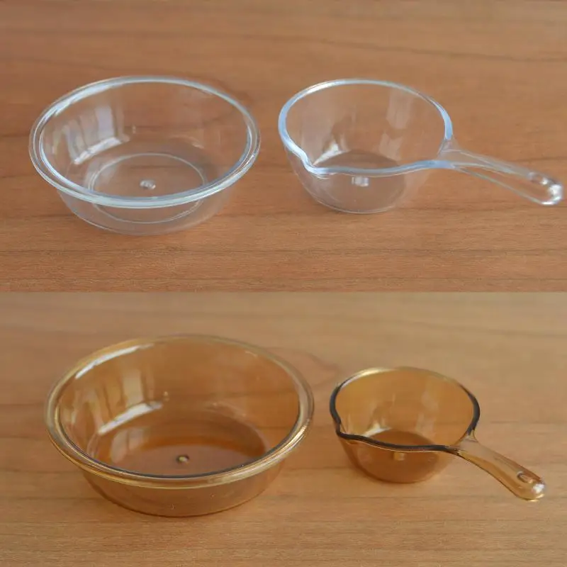 1 مجموعة 1/6 1/12 دمية مصغرة محاكاة حوض بلاستيكي مغرفة المياه نموذج بيت الدمية اكسسوارات المطبخ لعبة