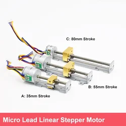 리드 선형 나사 구리 너트 슬라이더 스텝퍼 스테핑 모터, DC 5V, 12V, 2 상 4 와이어, 22mm, 35mm, 55mm, 80mm 스트로크, DIY 3D 프린터