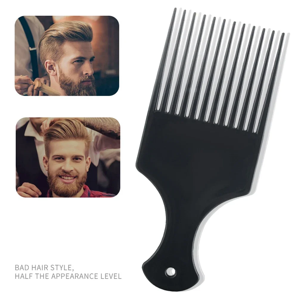 Professional Black Afro Hairdressing Comb Wide Teeth Plastic Hair Fork Pick Styling Tool for Men Salon African Hair Comb