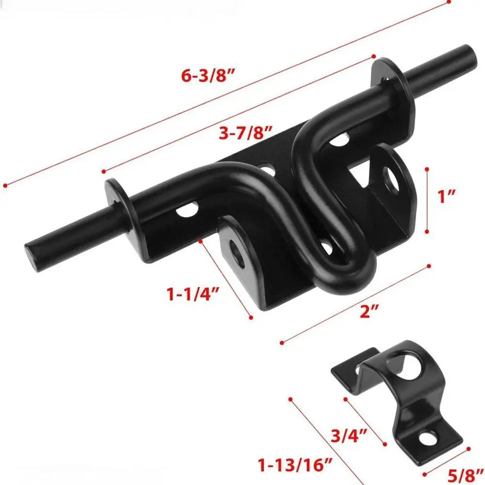 Schwarzes Riegeltürriegelschloss aus Kohlenstoffstahl, solide Schiebeschrauben, Torschloss, Vinyltore, einfaches Riegelstift, Schieberriegelschloss