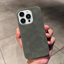 Phone Case For iPhone 16 15 14 13 12 11 Pro Max Plus Suede Leather Cases Matte Silicone Soft Shockproof Cover Fashion
