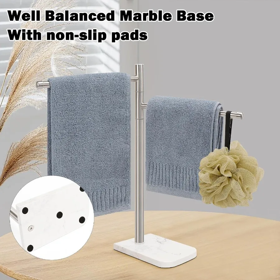 Настольный держатель для полотенец для рук с мраморным основанием и поворотной вешалкой для полотенец из нержавеющей стали 304 для ванной комнаты