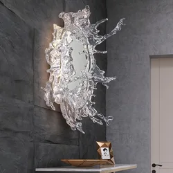 Art Water Flower With Mirror Wall Light Modern LED Wall Lamps For Bathroom Dressing Mirror Wall Sconces Home Decor Wall Lighting