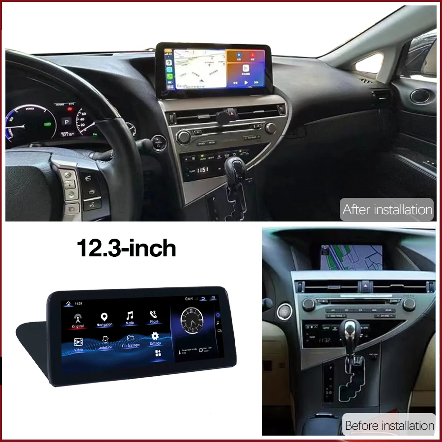 12.3-inch For 2009-2014 Lexus RX Qualcomm Android 13.0 CarPlay Reserved OEM menu multimedia video player radio