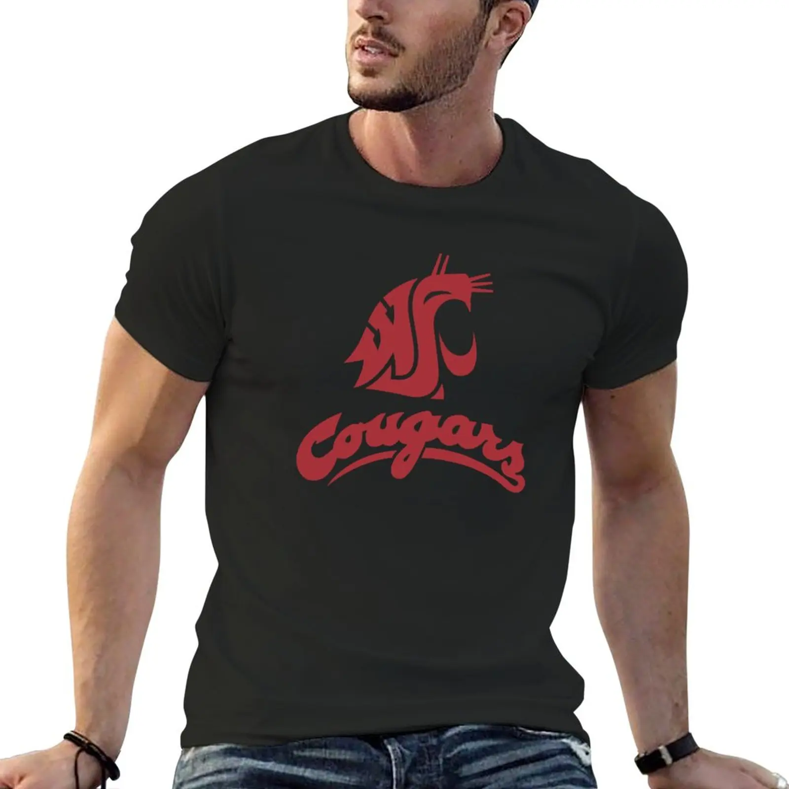 

New maroon cougars-washington city logo T-Shirt Blouse T-shirt for a boy Short sleeve tee mens t shirt