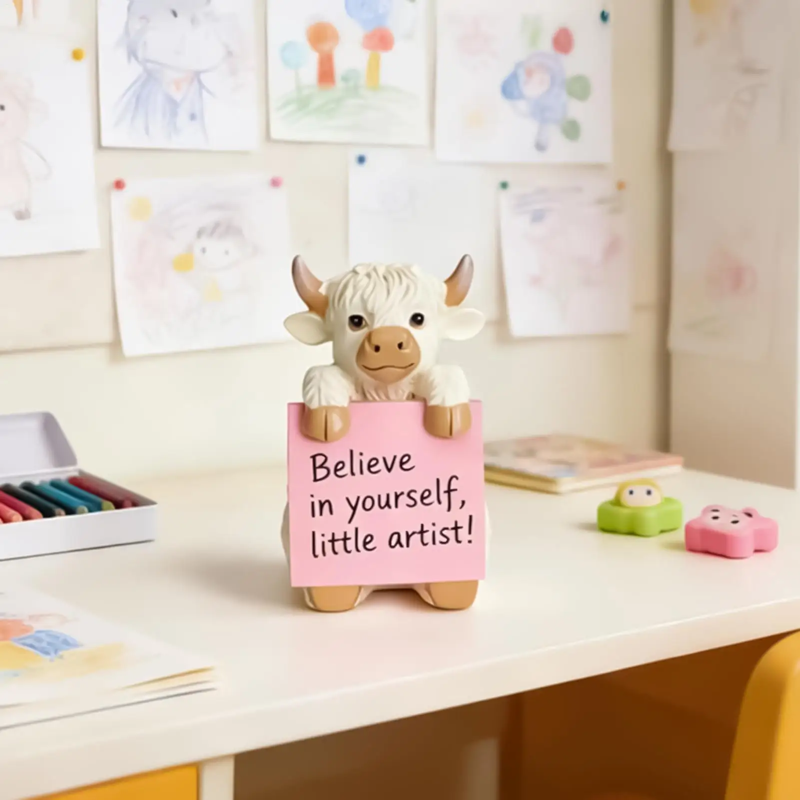 Cute Sticky Note Holder Office Cow Memo Pad Storage Holder Cute Animal Sticky Note Stand For Office Home Studio School Students