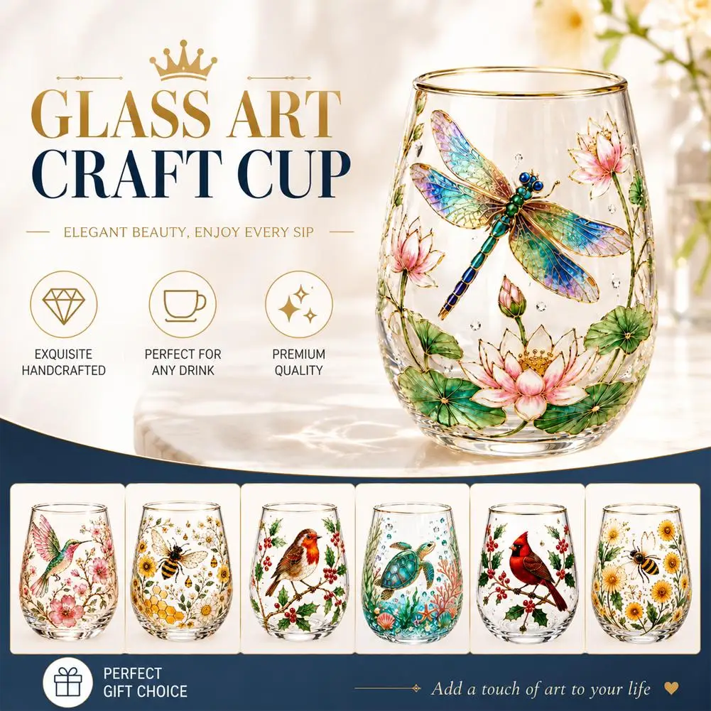 Hummingbird Bee Flora Glass Cup, Cute Hummingbird Glass Cup, Colorful Flower Bird Drinkware, Glass Tea Cups