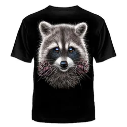 Cute Animal Raccoon Men's 3d Print Tshirt Round Neck Black Oversized T-Shirt Summer 2023 Short Sleeves Street Casual Tees Tops