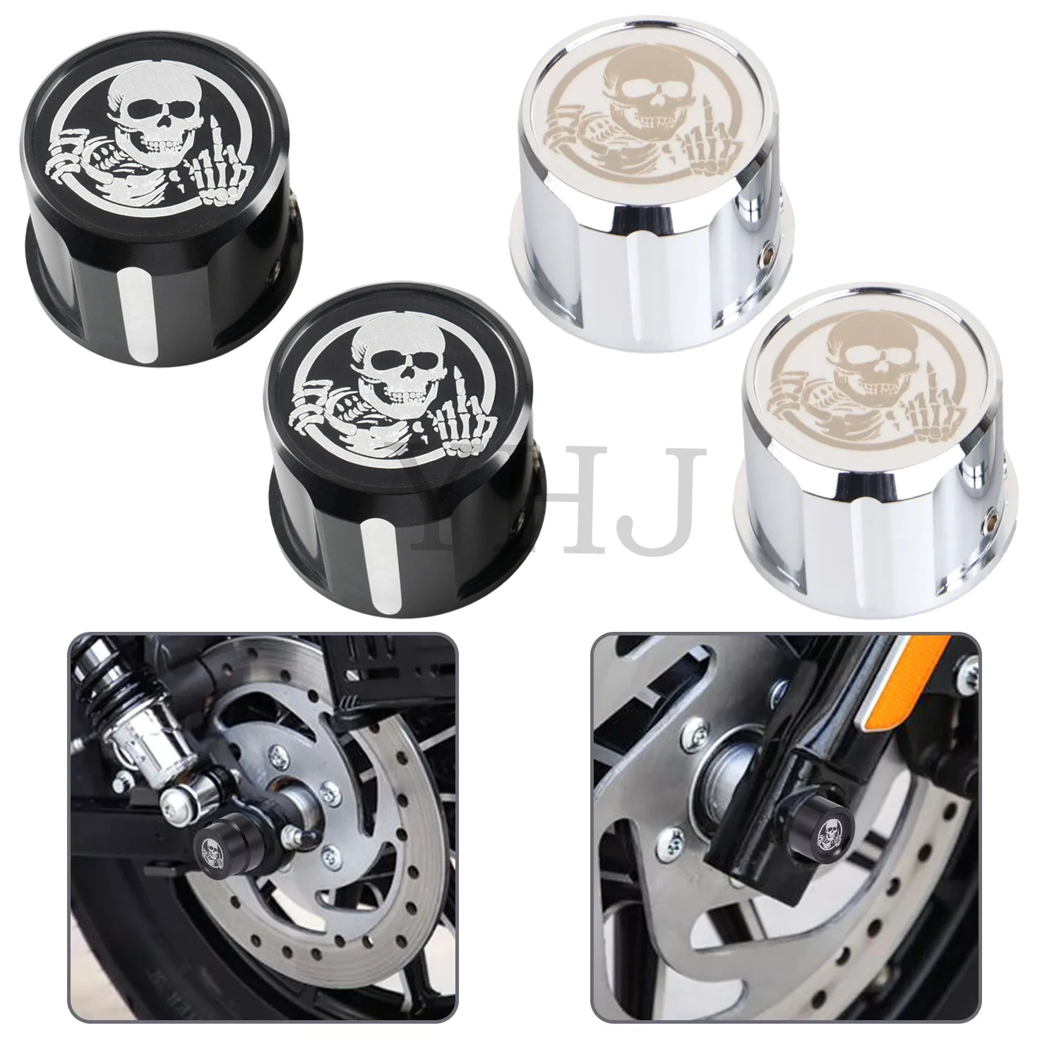 

Motorcycle Skull Style Front Axle Nut Cover Bolt Caps For Harley Electra Street Glide Dyna Fat Boy Road King Softail Tri Glide