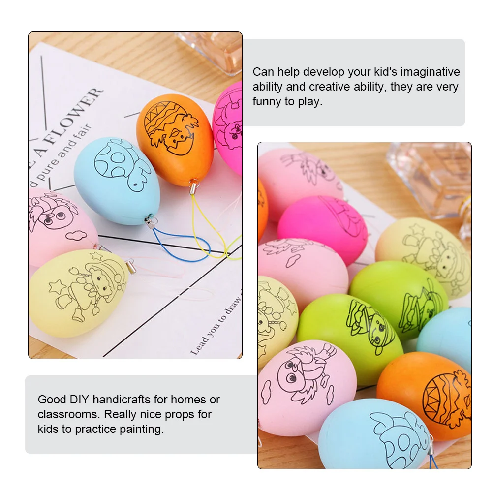 24 قطعة من بيض عيد الفصح البلاستيكية DIY مجموعة الحرف اليدوية للأطفال مشاريع تلوين اللوحة الإبداعية مظهر واقعي على شكل بيض قلادة ديكور مصنوع يدويًا