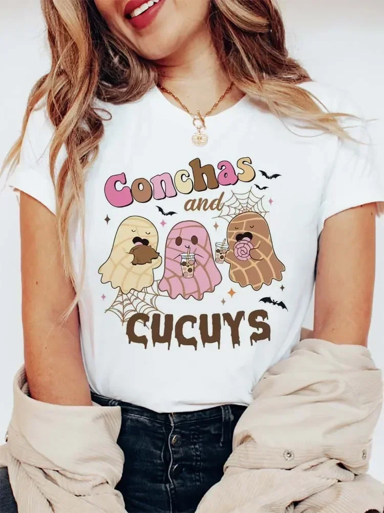 Conchas و Cucuys مخيف المكسيكي Conchas الجمالية تي شيرت الاسلوب المناسب الصيف قصيرة الأكمام المطبوعة س الرقبة الشارع تي شيرت كامل