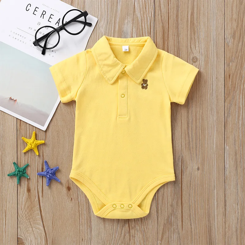 Newborn Baby Romper 0-12 Months 2023 Summer Solid 3 Colours Polo Infant Babe Boy Girl Clothes Jumpsuit New Born Bebies Roupas