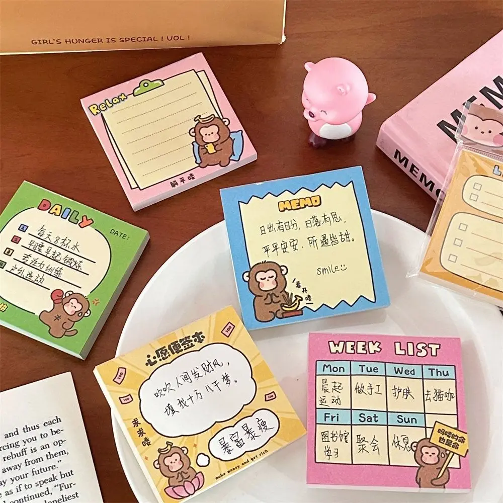 Artistic Notepad Cartoon Creative Sticky Notes Portable Kawaii Message-Leaving Note Daily Notes