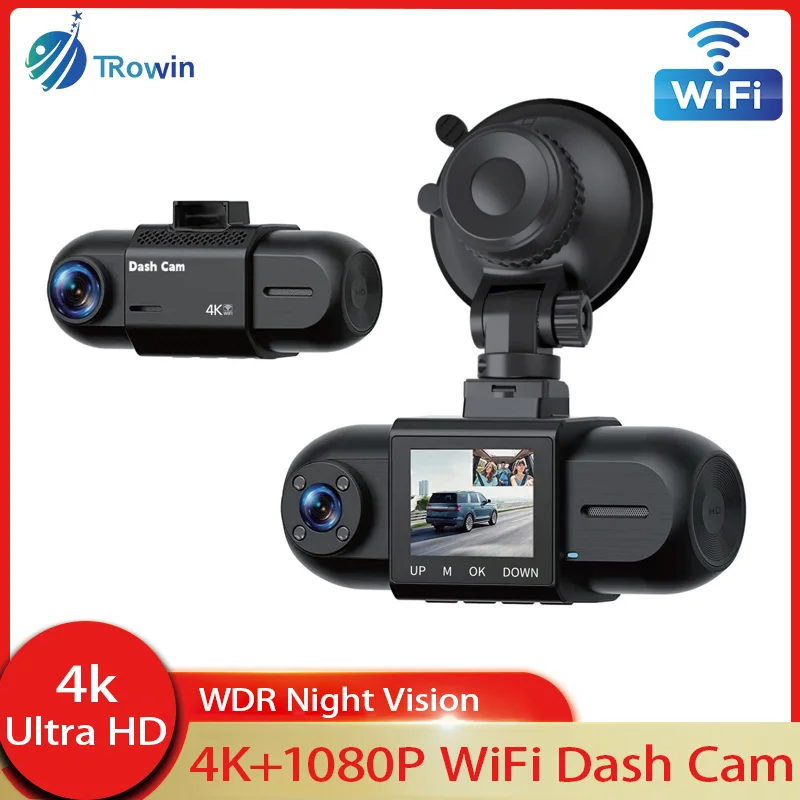 

Ultra HD 4K+1080P Dashcam Car Camera Super Night Vision Dual Lens Front Inside Loop Recording Vehicle Accessories