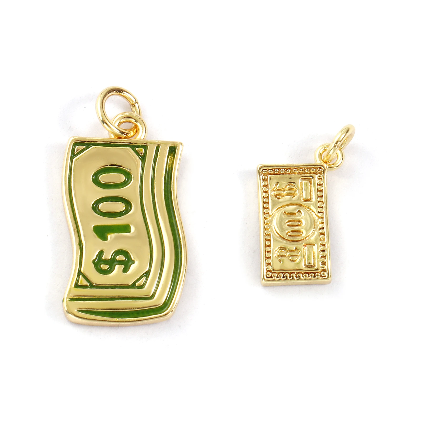 2 قطعة دلايات الدولار الأمريكي المحدودة الغنية لصنع المجوهرات 18K مطلية بالذهب الحقيقي المال نمط قلادة نحاسية قلادة Findings بها بنفسك النتائج #4