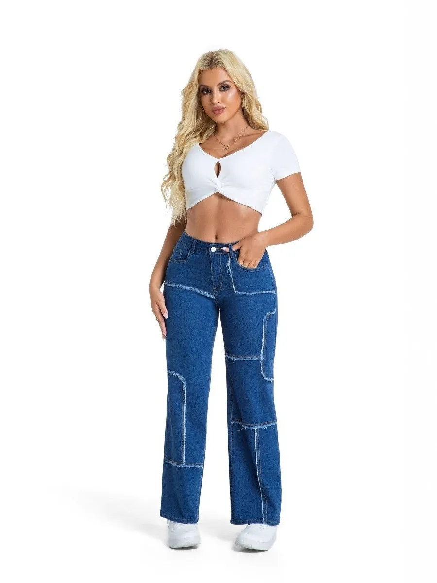 

Retro Loose Straight Leg Women's Jeans Retro Straight Cut Loose Fit Natural Waist Black Workwear Denim Pants Female Clothing