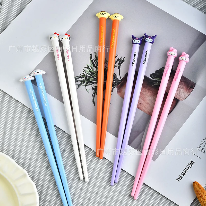 Sanrio Kuromi Chopsticks My Melody Pompompurin Children Fun Chopsticks Cute Cartoon Cinnamoroll Chopsticks Girl Heart Kid Gift