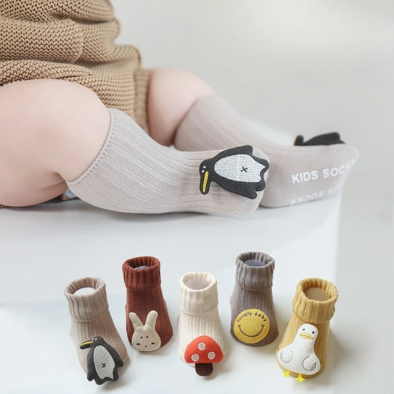 Spring Autumn Baby Girls Boys Cotton Middle Calf Socks Indoor Activity Flooe Socks Kids Toddler Floor Sport Non-slip Long Socks