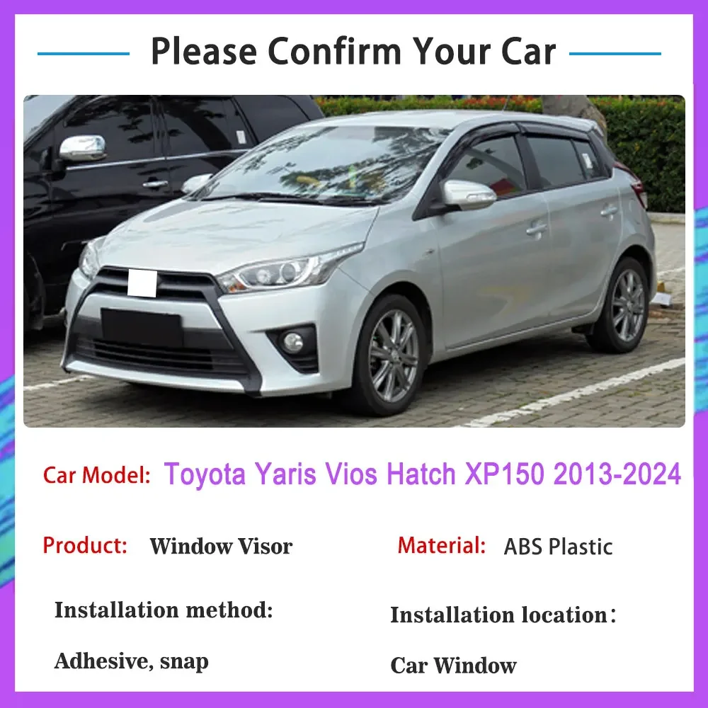 For Toyota Yaris Yios Hatch XP150 2013~2024 Rain Sunshade Window Visor Windshield Deflectors Protective Cover Auto Ventilation