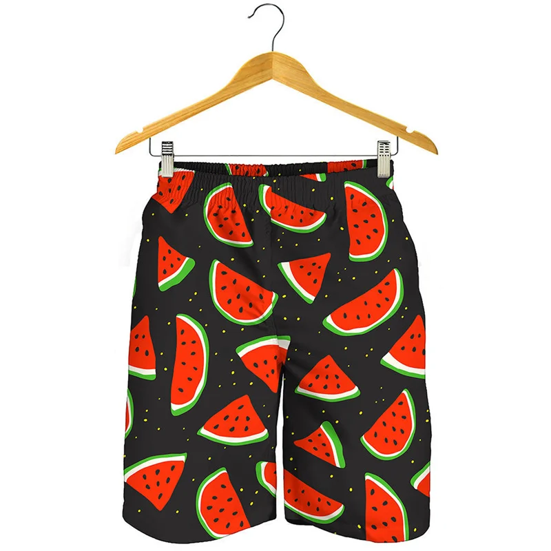 Dos desenhos animados dos homens Melancia 3D impresso Shorts de praia, frutas masculinas padrão Surf Board Shorts, calção de verão, gelo seco rápido Shorts