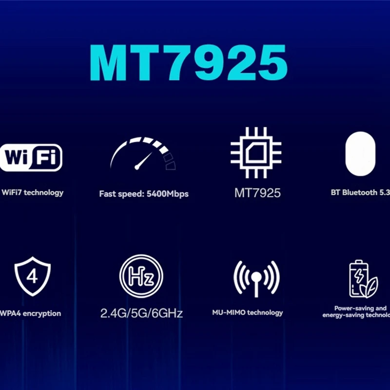 ●MT7925 WiFi 7 Network Card 5400Mbps Bluetooth 5.3 Tri Band 2.4G 5Ghz 6GHz 802.11BE WiFi Adapter MINI PCIE Wireless Card