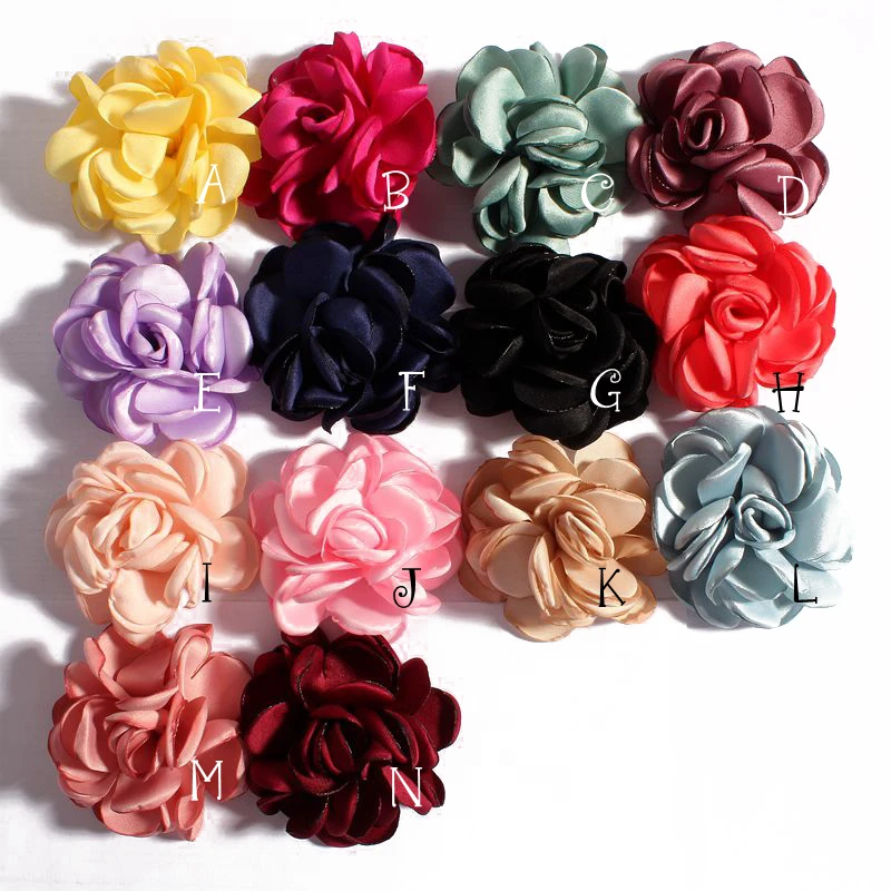 20pcs/lot 6cm 14colors Vintage Burn Eage Hair Rose Flowers For Children Accessories Artificial Fabric Flowers For Headbands