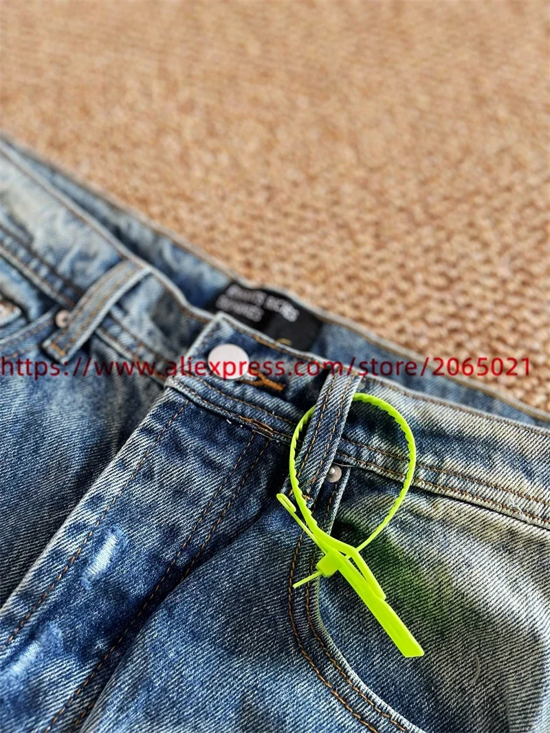 Washed Destroy Vintage ERD Straight Leg Jeans Pants Men Women 1:1 Top Quality Joggers Trousers