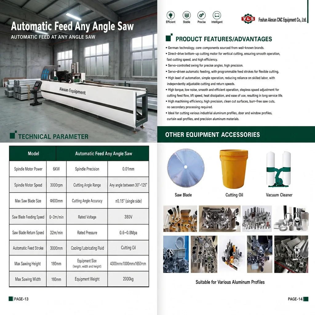 CNC Arbitrary Angle Sawing Machine Aluminum Profile Cutting Saw Servo Feeding Multi Angle Rotation Industrial Metal Cutting