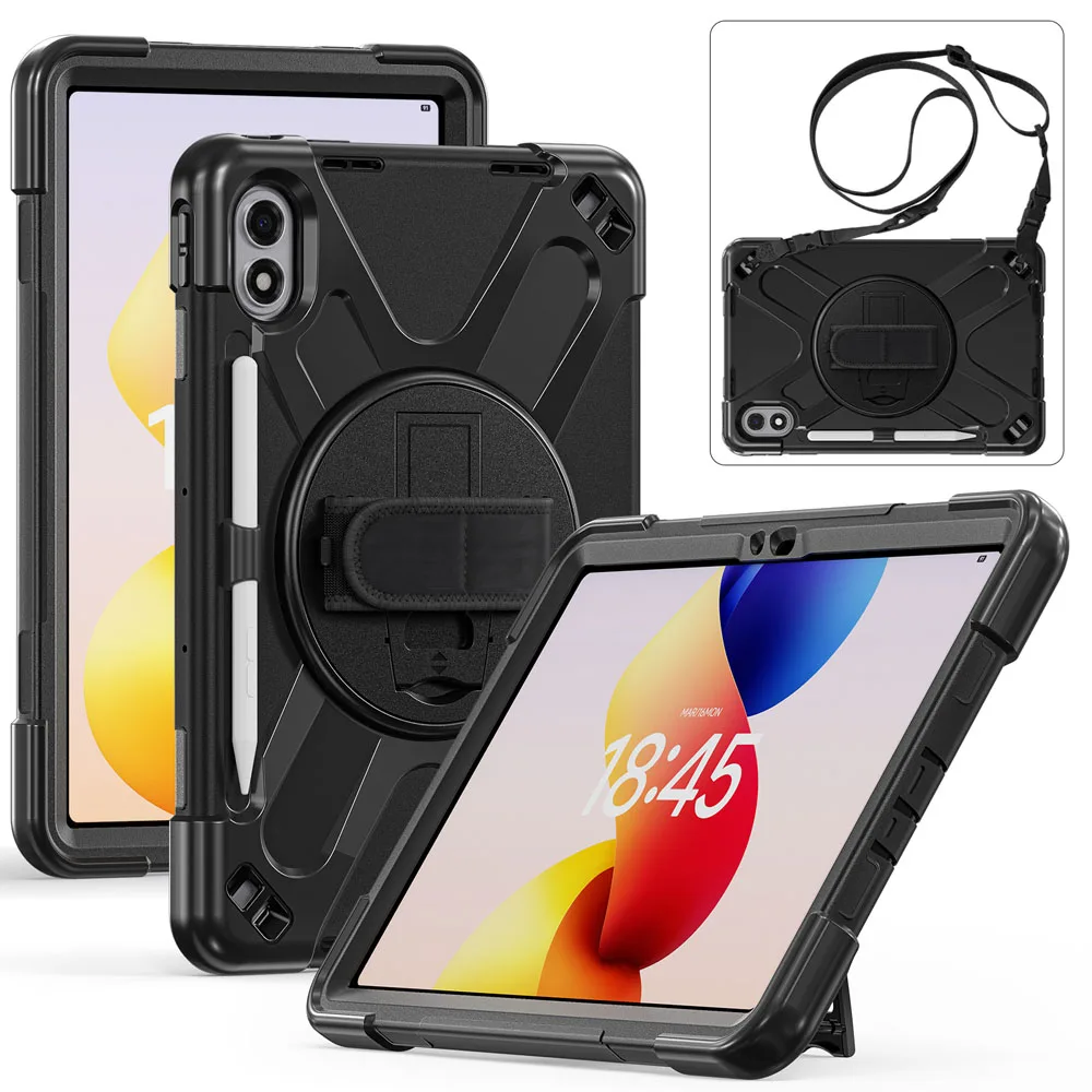For Redmi Pad2 Pro 12.1 2026 Case 12.1inch PC+Silicon 360° Rotating Bracket with Four Corner Anti Drop Protective Shell