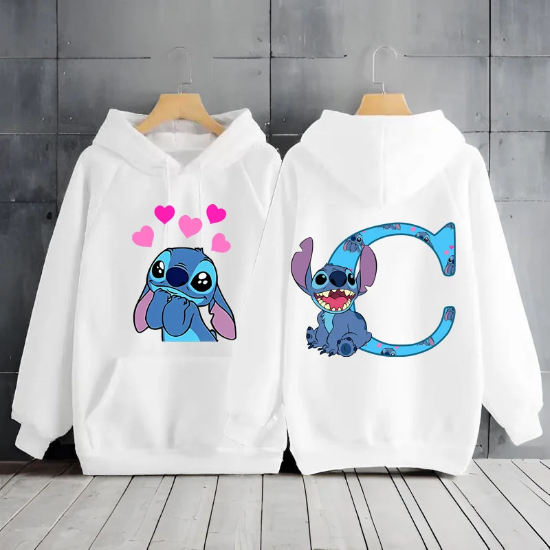 Kawaii Stitch Disney Hoodie Y2k Clothes 26 English Letters Woman Clothes Long Sleeve Stitch Women\'s Y2k Hoodie Clothes Hoodies