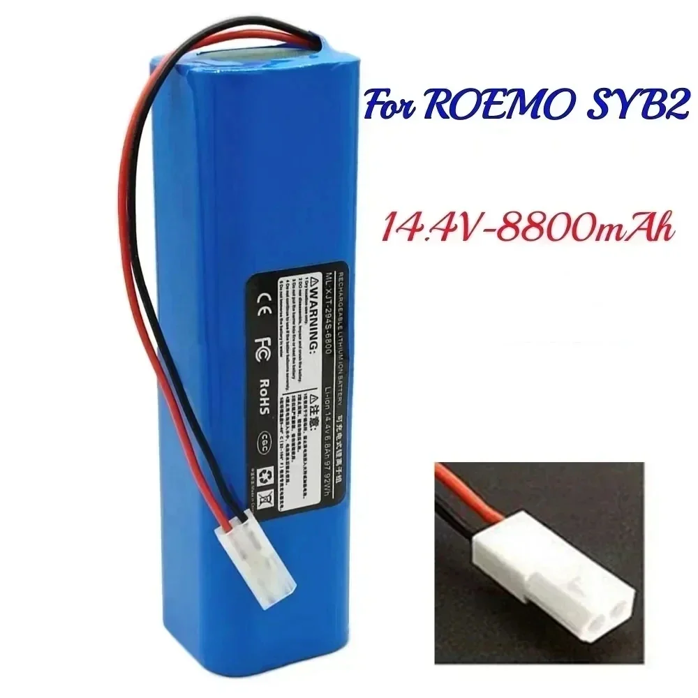 14.4V 12800mAh 100%New Battery INR18650 M26-4S2P For ROEMO SYB2 Robot Vacuum Cleaner