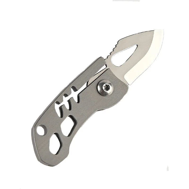 High Hardness D2 Blade Titanium Alloy Folding Knife MINI Key Pendant EDC Express Sharp Fruit Pocket Knives Outdoor Tool Gift