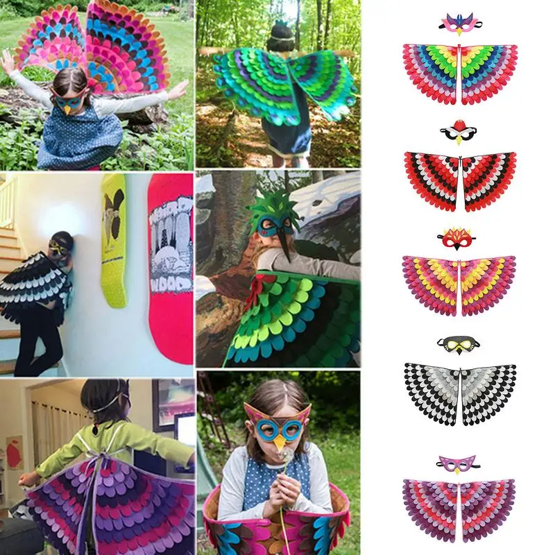 Kids Animal Costume Birds Felt Wings Fun Cosplay Halloween Costumes Butterfly Wing Bird Wing Masque Dress Up Costume Girl Boy