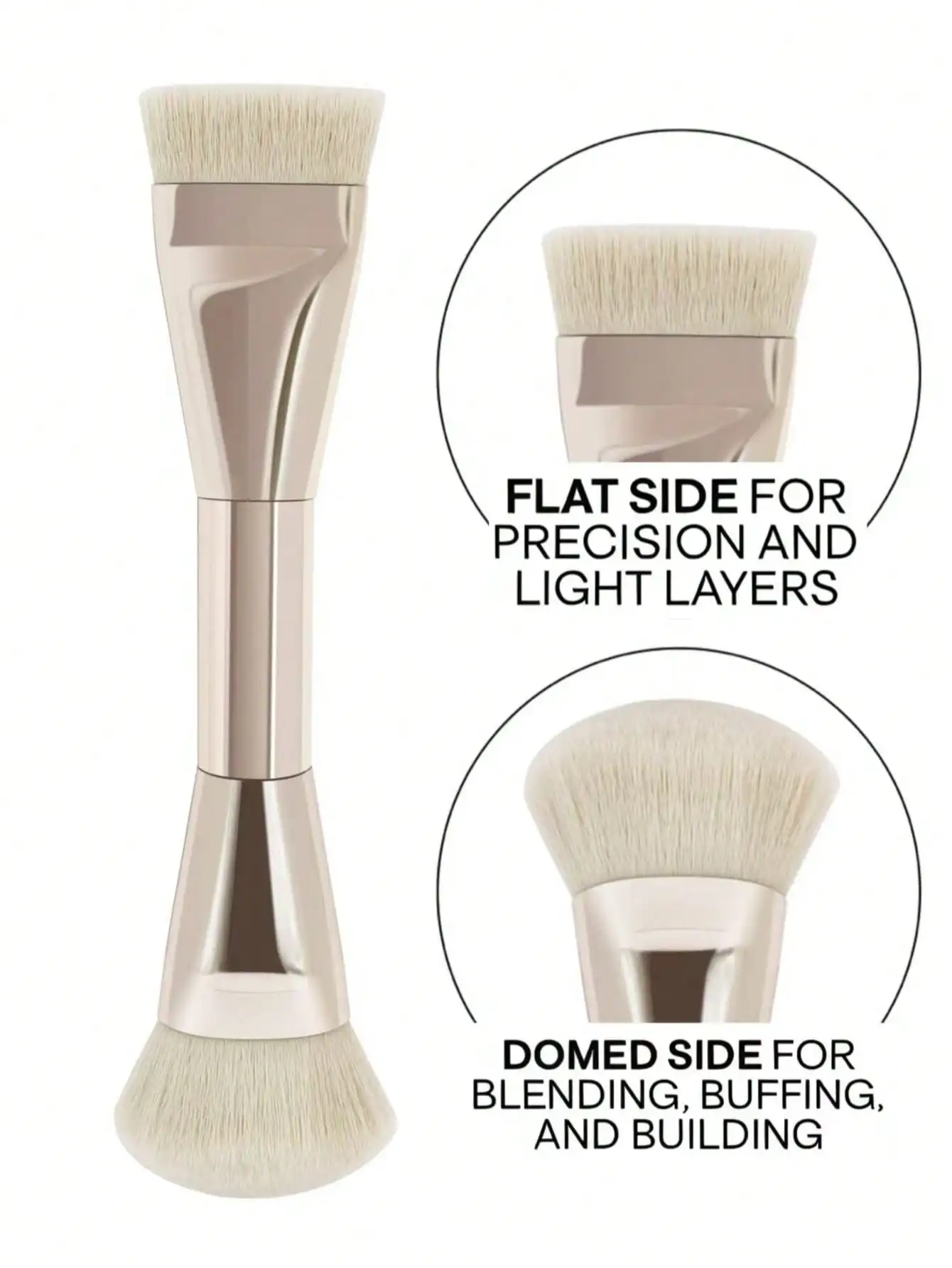 1 Double-Ended Foundation Brush for the Face, Multifunctional Foundation Brush, Angled Foundation Brush, Ultra-Thin Foundation Brush, 100% Eco-Friendly Material, Large and Thin Enough, Essential Makeup Tool for Women