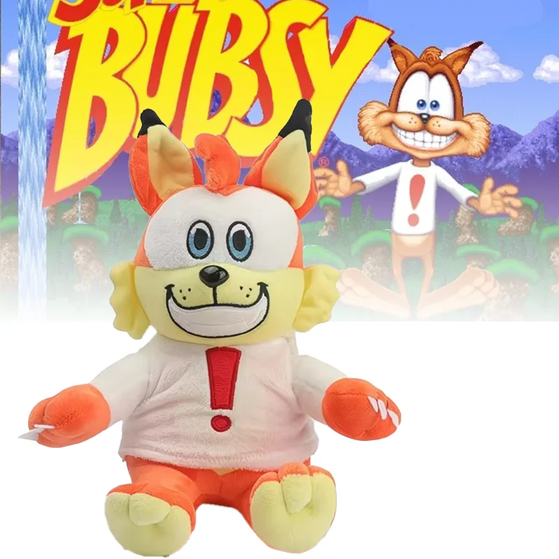

25 см милый аниме Bubsy Cat плюшевая игрушка забавный мультфильм оранжевый кот игра аниме фигурка фильма периферийные животные лиса подушка подарки для детей