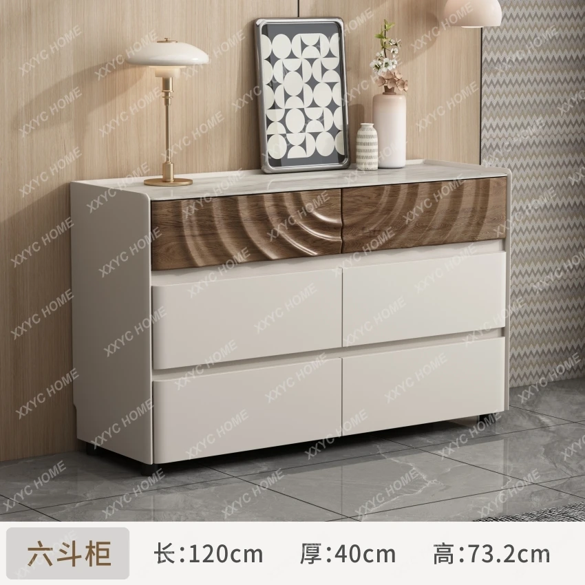 A  Italian light luxury eight-bucket cabinet French minimalist bedside storage cabinet Modern simple living room side cabinet