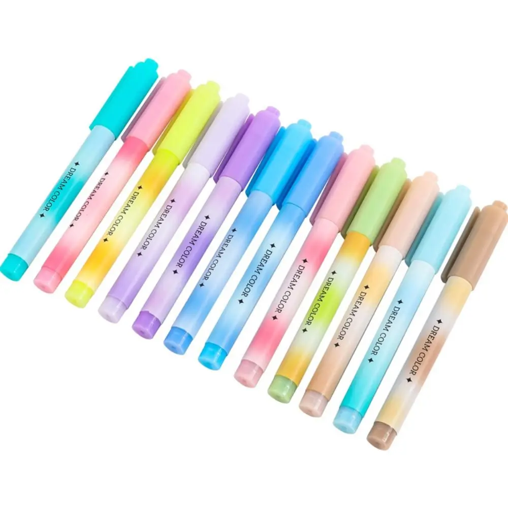 

4/12PCS Soft Tip Highlighter Eye Protection Students Stationery Colored Marker Pen DIY Graffiti Drawing Fluorescent Pen