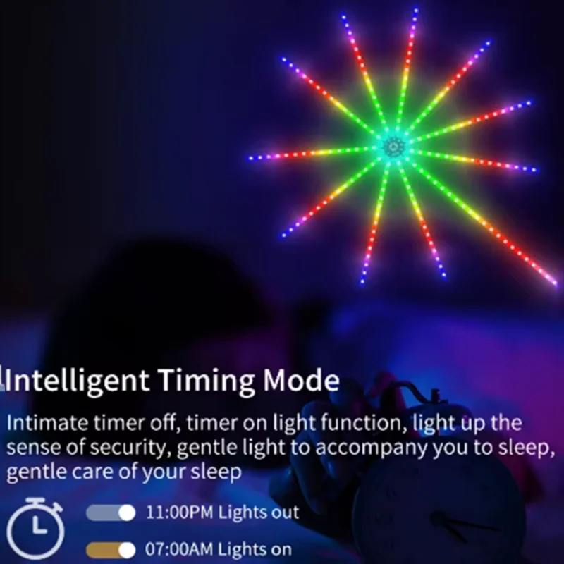 5V Color Changing Epoxy LED Firework Strip, Bluetooth APP, Multi‑Mode Marquee Flowing, Music Sound‑Activated Holiday Lamp